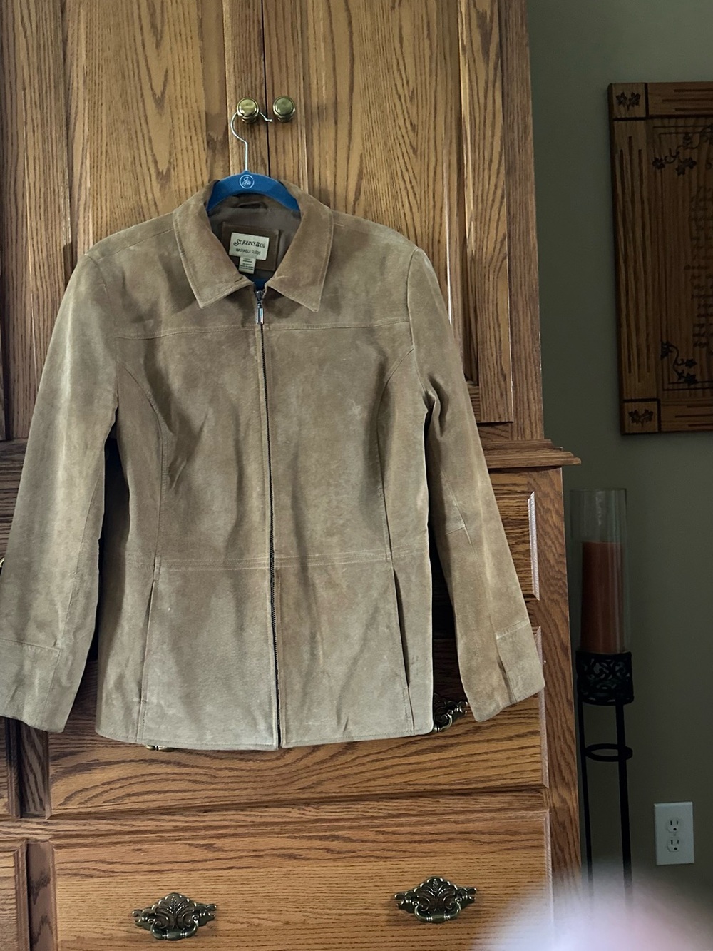 St. John's Bay Light Brown Suede Zip-Front Jacket